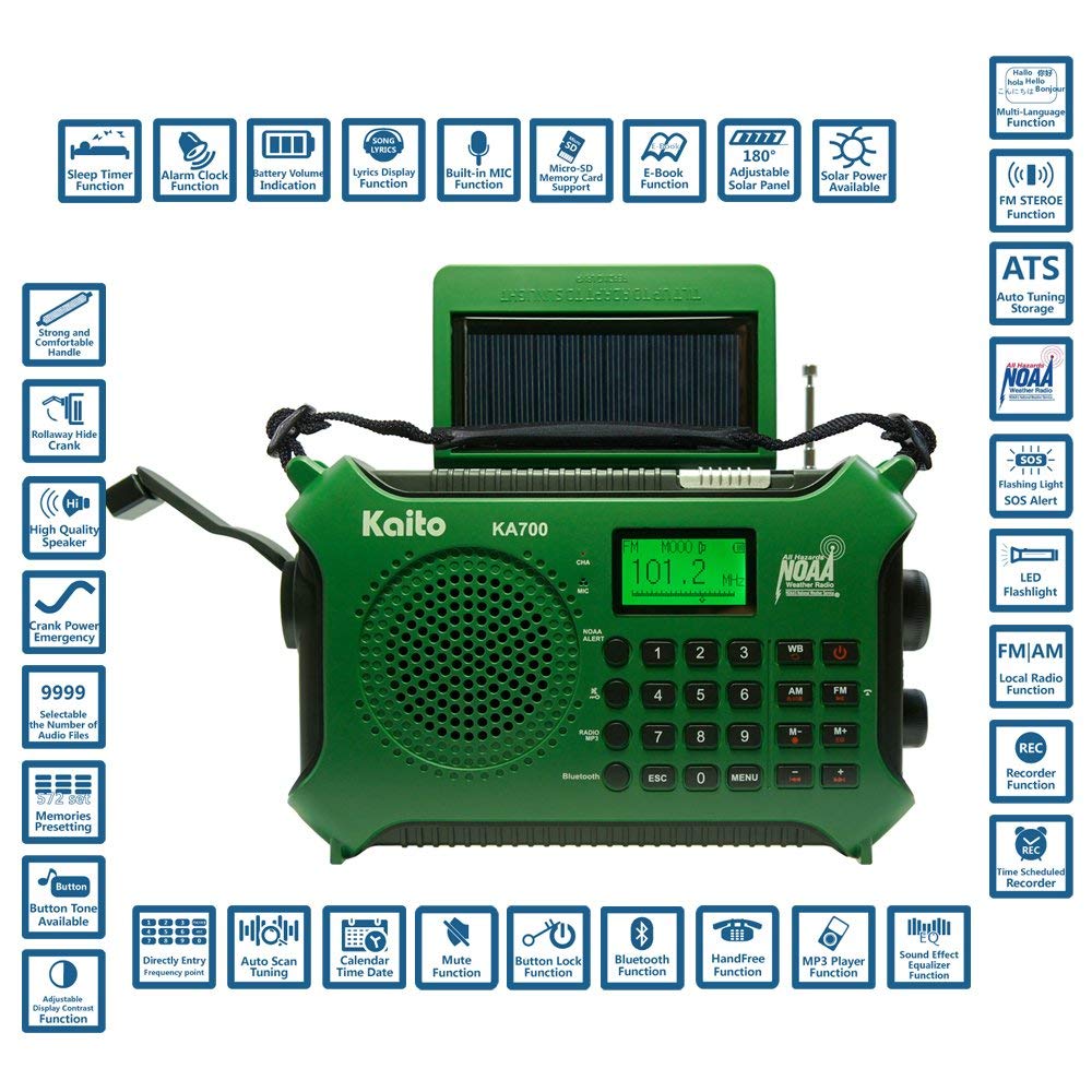 Kaito KA700 4 Way Powered Emergency Radio with Bluetooth