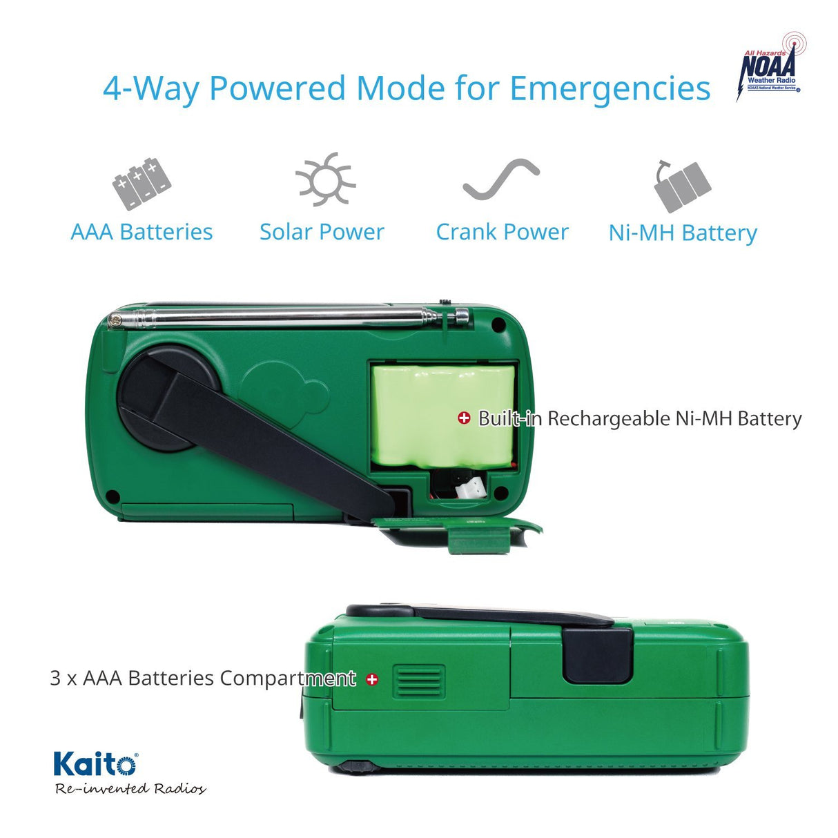 Kaito Voyager 2 Portable Solar/Hand Crank AM/FM, Shortwave & NOAA Weather Emergency Radio with USB Cell Phone Charger & LED Flashlight