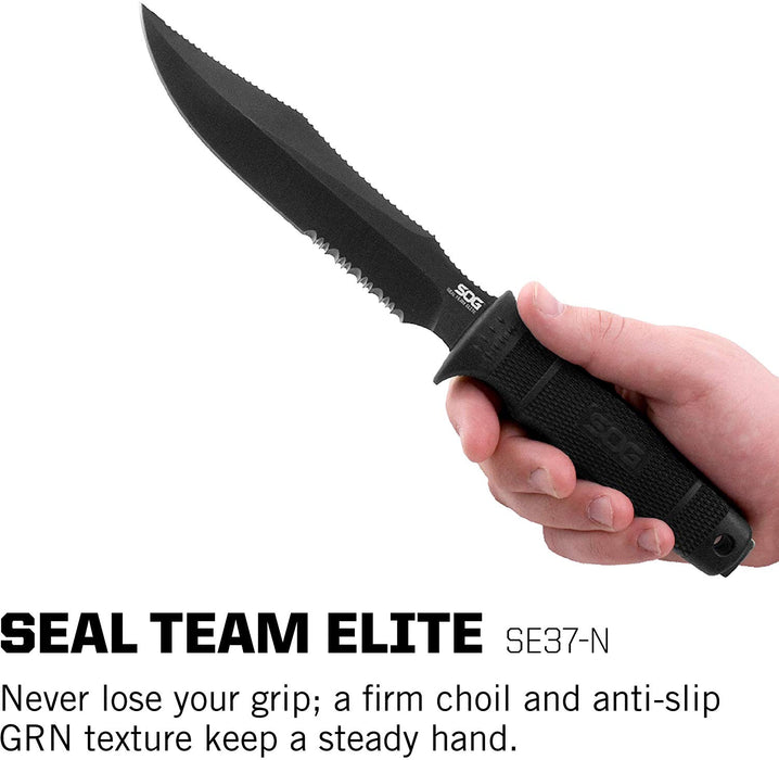 SOG SEAL Team Elite Fixed Blade SE37-N - Black TiNi 7" AUS-8 Blade