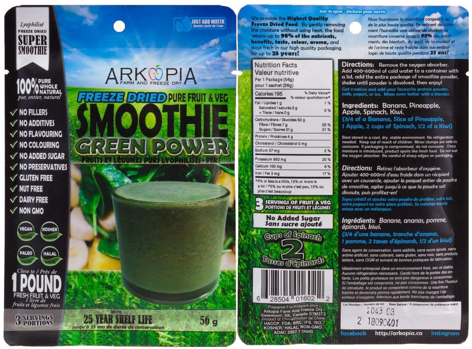 (12 PACK) Arkopia Freeze Dried Smoothies - 25 Year Shelf Life