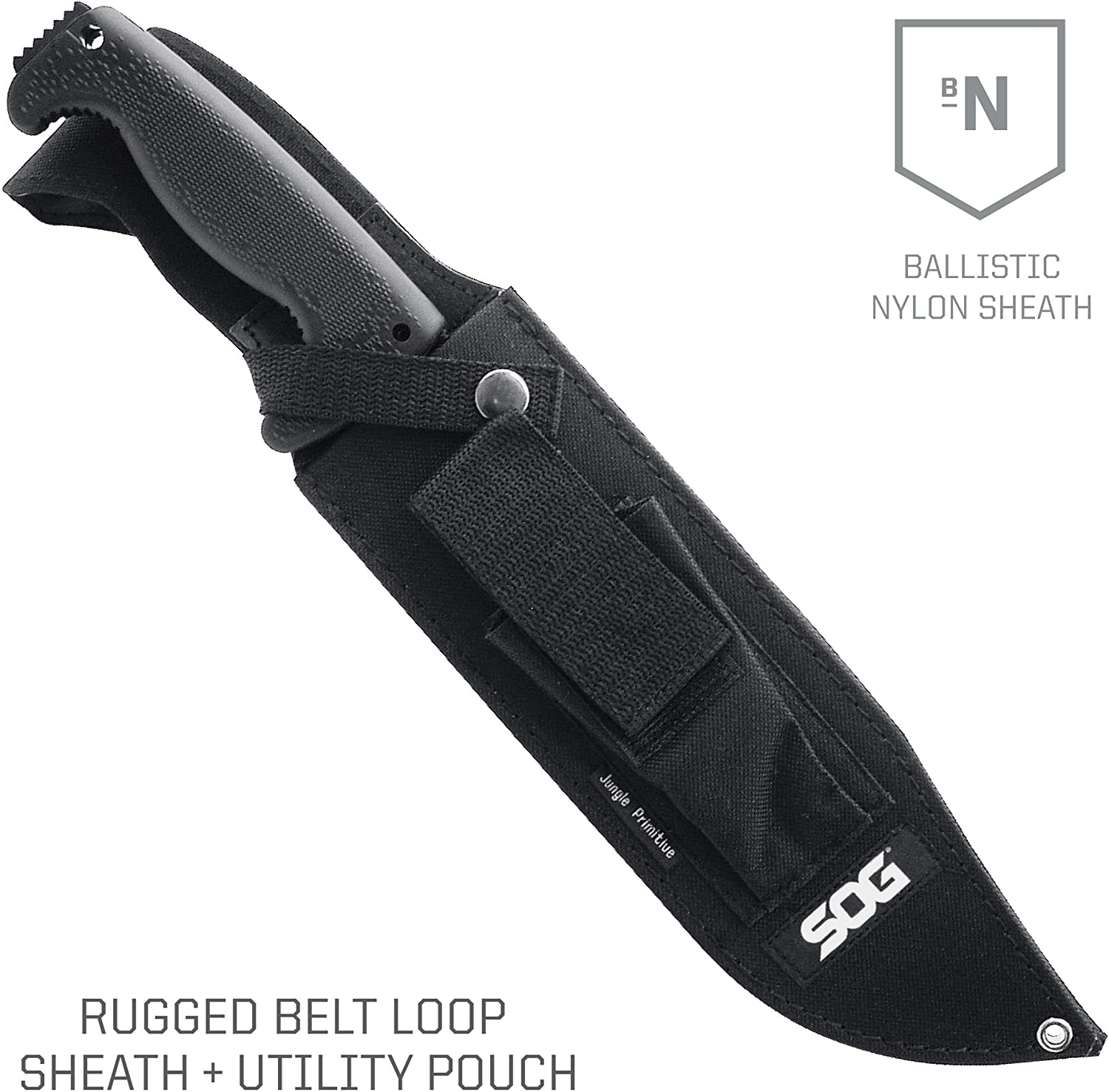SOG Jungle Primitive Machete | Partially Serrated + Nylon Sheath