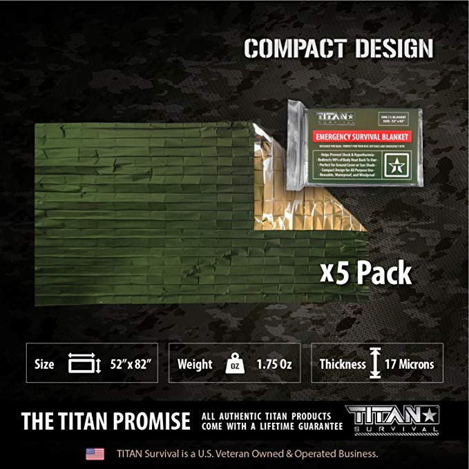 Titan Emergency Survival Blanket | CAMO or OLIVE (5 PACK)