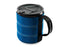 GSI Infinity Backpacker Mug with a blue non-slip sleeve.