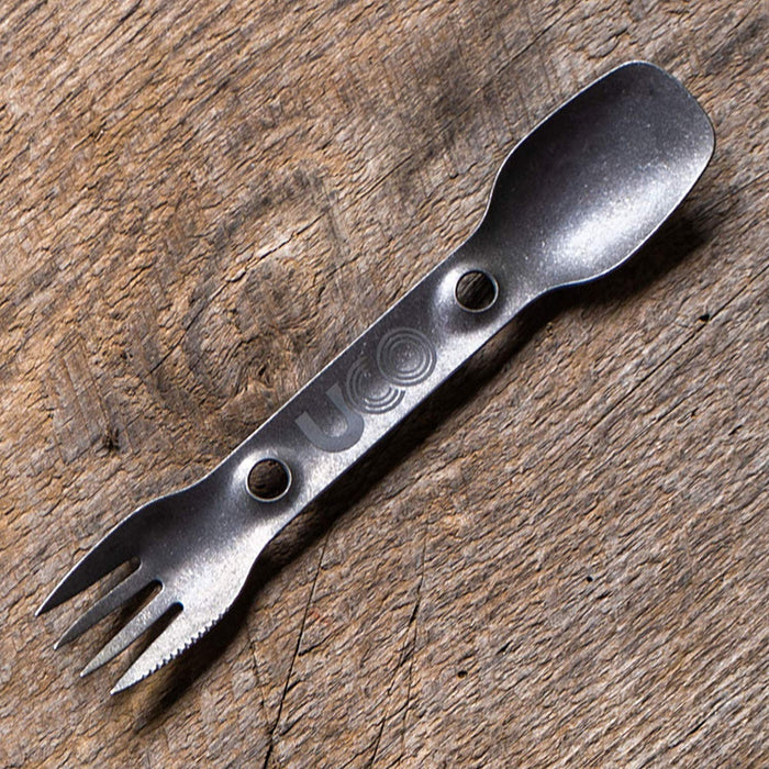 UCO Titanium Utility Spork - Combination Utensil: Fork, Spoon and Serrated Knife