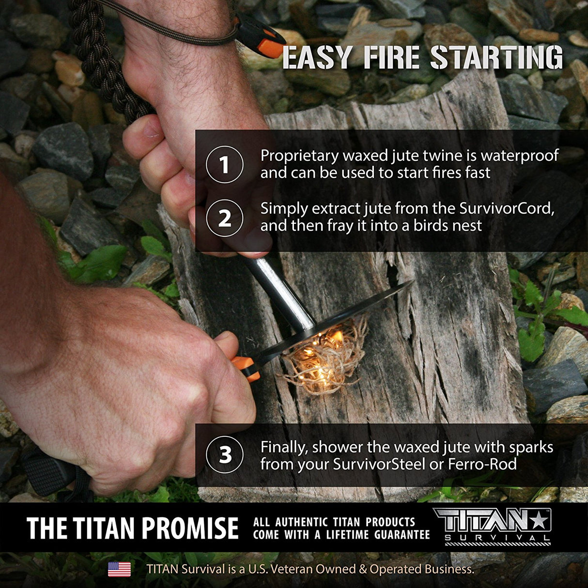 TITAN SurvivorCord (BRONZE) | 100 Feet | Patented Military Type III 550