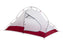 MSR Access 2 person 4 season Tent. The top of the tent is a white colour and the bottom portion is a deep red.