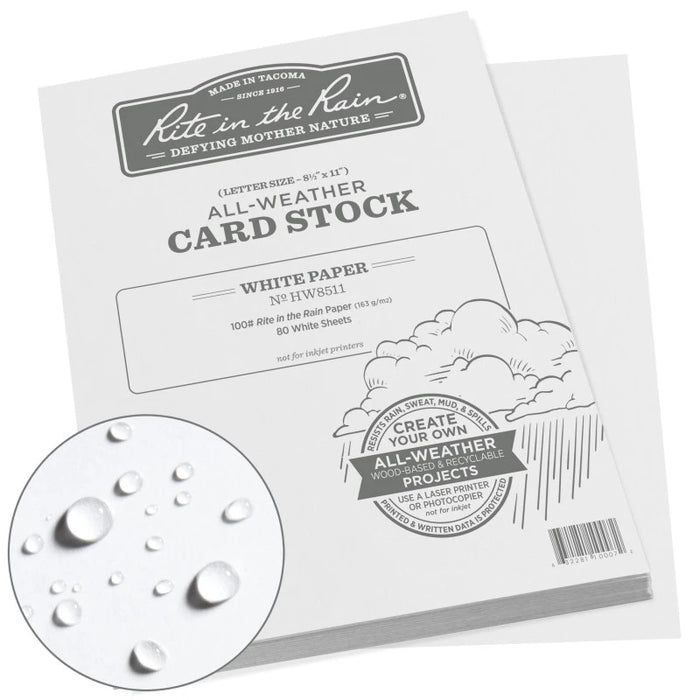 Rite in the Rain All-weather Card Stock Paper- 80 Sheets