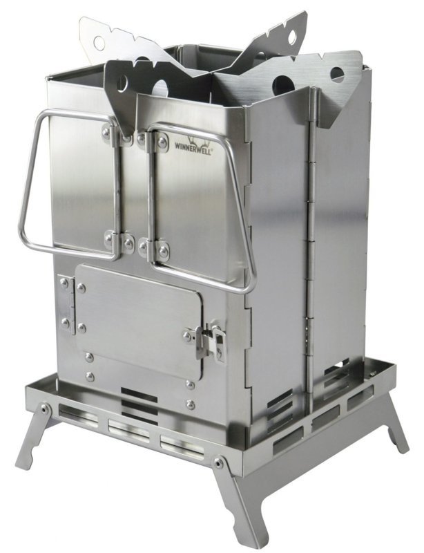Assembled Winnerwell BBQ Smoker on a stand with cooking grill installed
