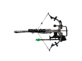 Top down view of the Micro AXE340 BUC crossbow with the cocking aid and arrow bar attached to the recurve section.