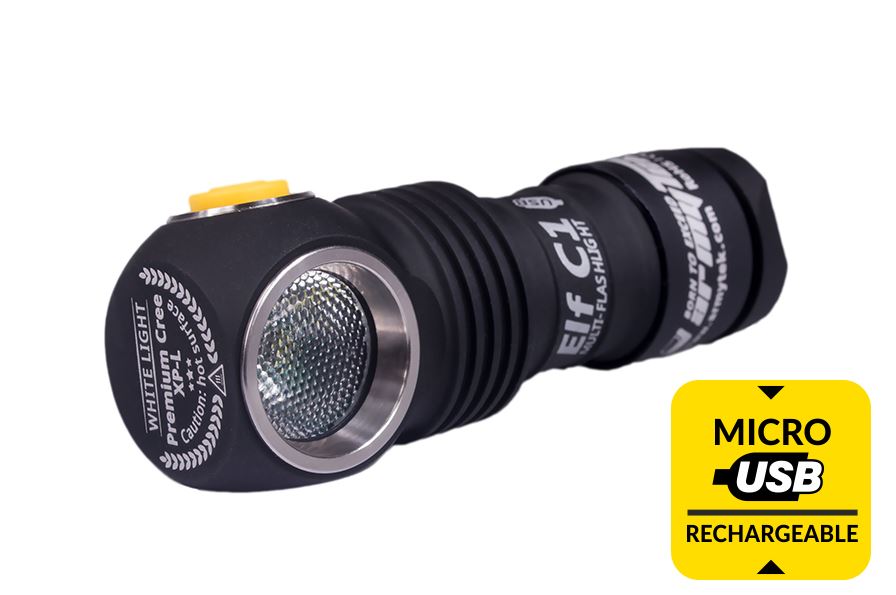 micro usb rechargeable elf c1 flashlight
