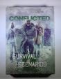 Conflicted Survival Scenarios Deck of cards. With 5 men in varied conditions walking along an open wasteland. The lead man is carrying another man who's injured his leg.