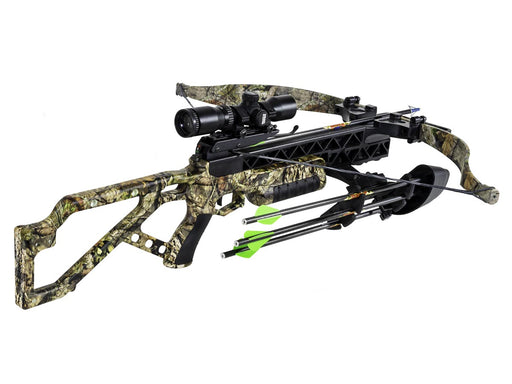 Excalibur G340 BUC Crossbow PKG, with three arrows, a deadzone scope and a waterproof recurve.
