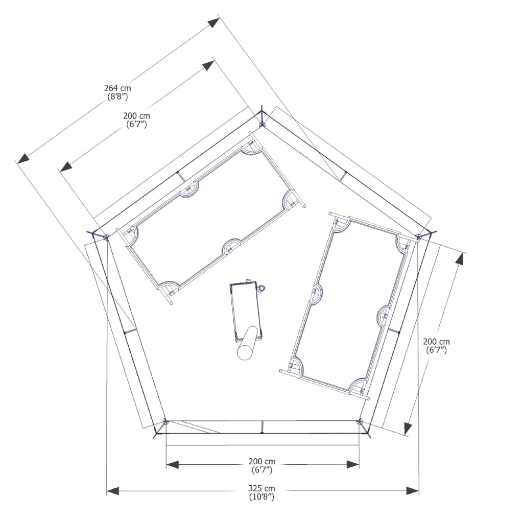 Esker Arctic Fox 10'x10' Winter Hot Tent Inside Diagram