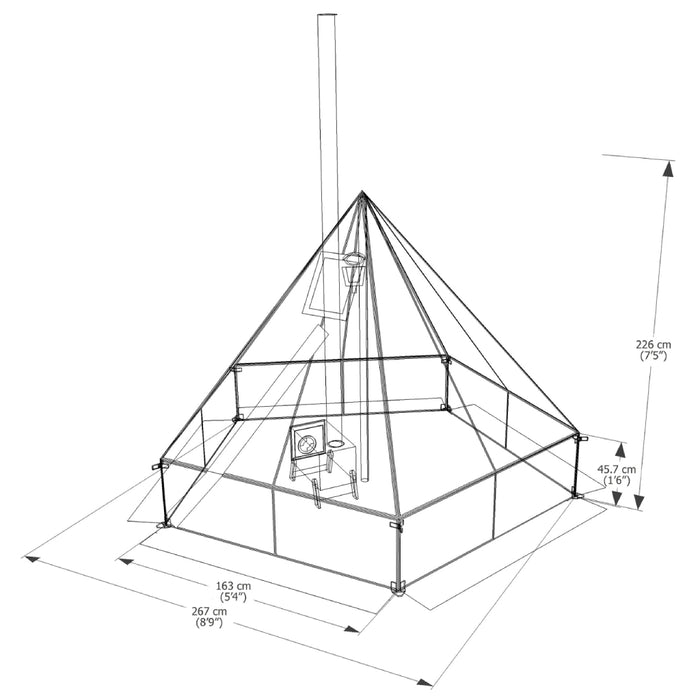Esker Arctic Fox 9'x9' Winter Hot Tent Dimensions