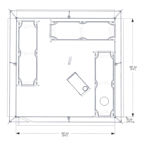 Inside Diagram for Esker Classic Winter Hot Tent- 10'x10'