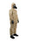 Haz-Suit Hazmat suit in a tan colour on a man wearing a full face mask and filter.