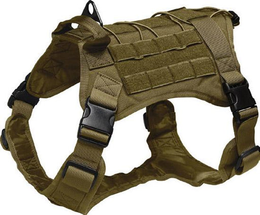 Mil-Spex K-9 Tactical Molle Dog Vest in Olive colour. The 4 quick detachable straps are shown.