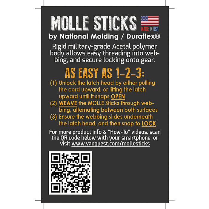 Vanquest 5" MOLLE Sticks 4 Pack (SELECT COLOR)