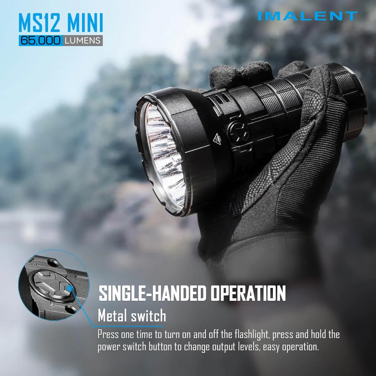 Imalent MS12 MINI Powerful Flashlight | 65,000 Lumens | 1036 Meters