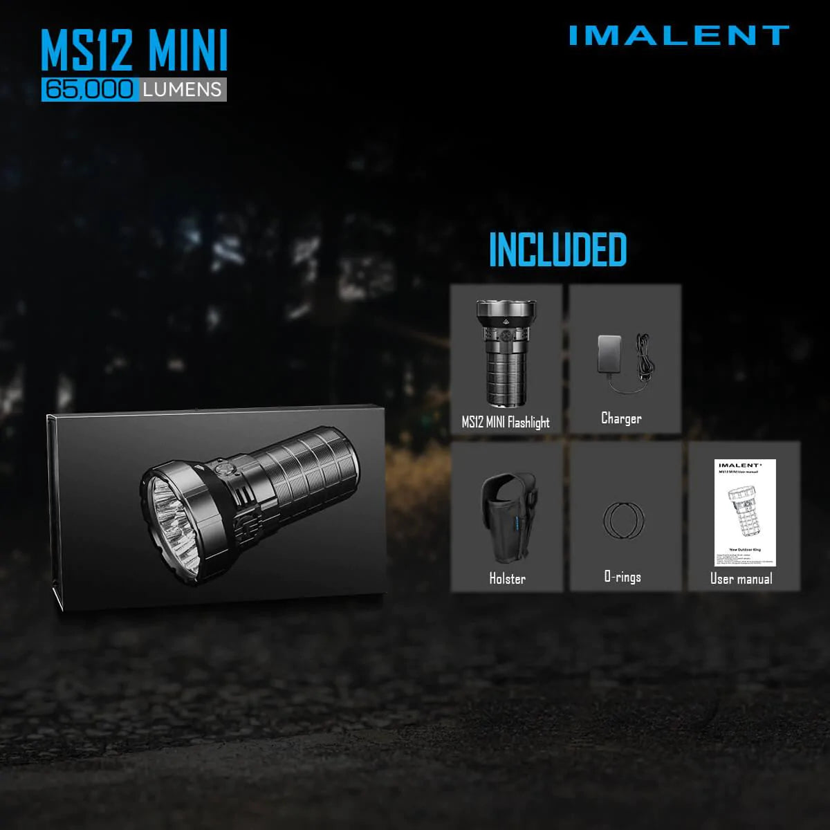 Imalent MS12 MINI Powerful Flashlight | 65,000 Lumens | 1036 Meters