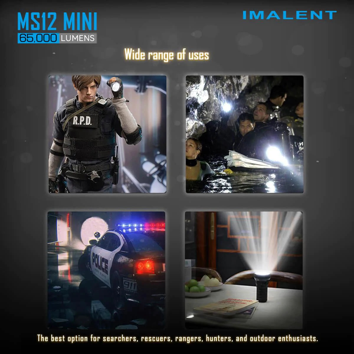 Imalent MS12 MINI Powerful Flashlight | 65,000 Lumens | 1036 Meters