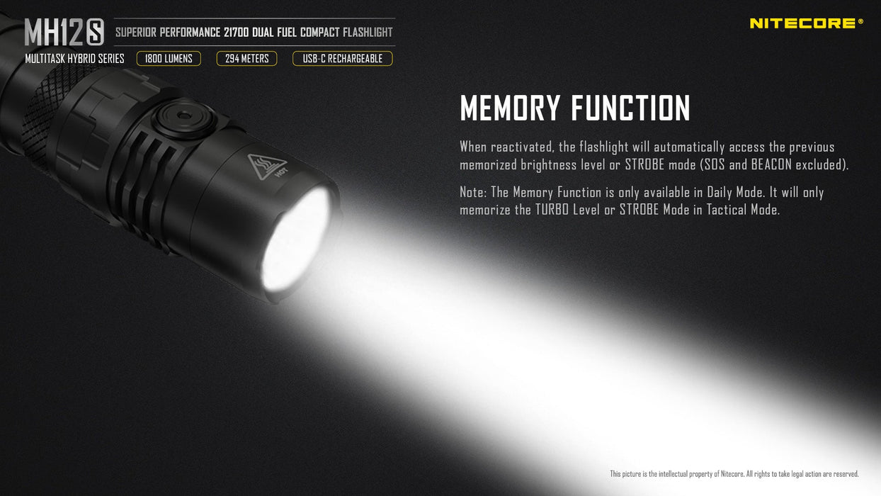 Nitecore MH12S Dual Fuel Compact Flashlight