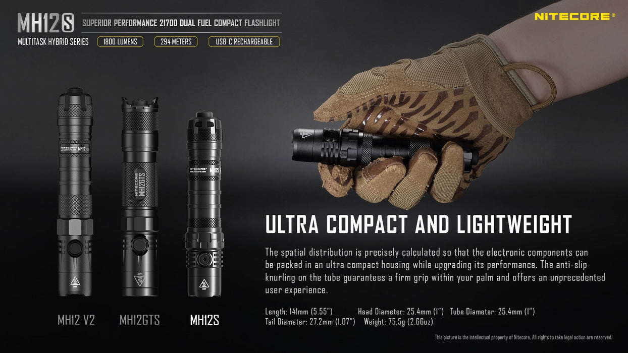 Nitecore MH12S Dual Fuel Compact Flashlight