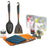 GSI Outdoors Kitchen Essentials pack with a spatula, large cooking spoon, salt & pepper shakers, cleaning rag, drying towel, and two swappable condiment pouches.
