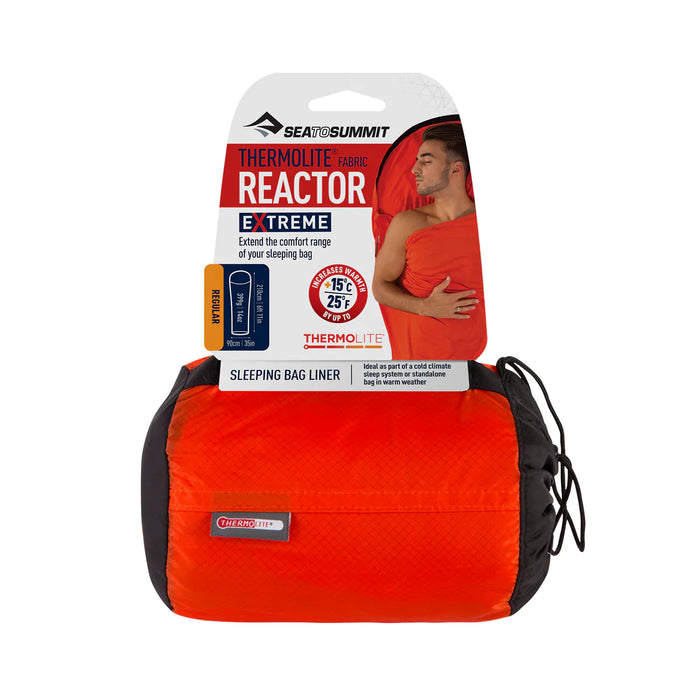 Sea To Summit Reactor Extreme Thermolite Liner (adds up to 25°F) | Long Mummy | Orange