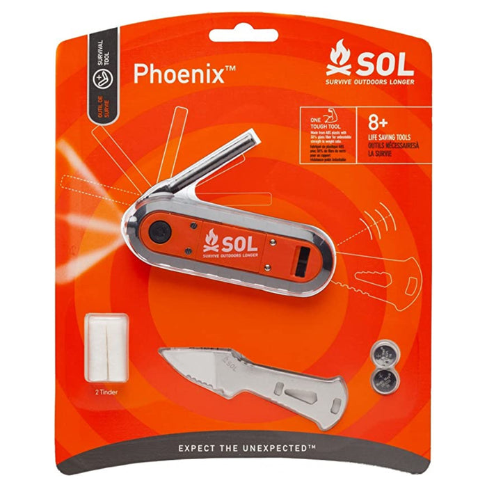 SOL Phoenix Multi-Purpose Survival Tool (Flint, Knife, Flashlight & Whistle)