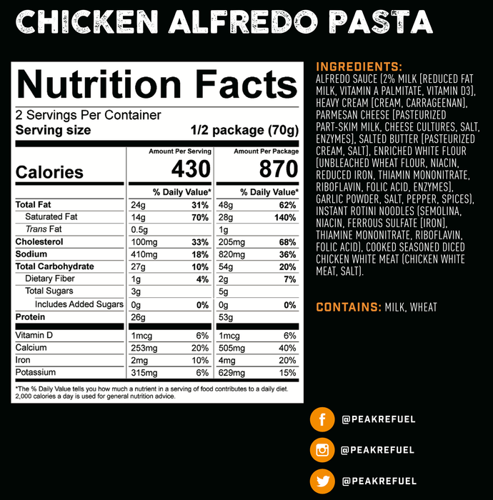 Peak Refuel- Chicken Alfredo Pasta