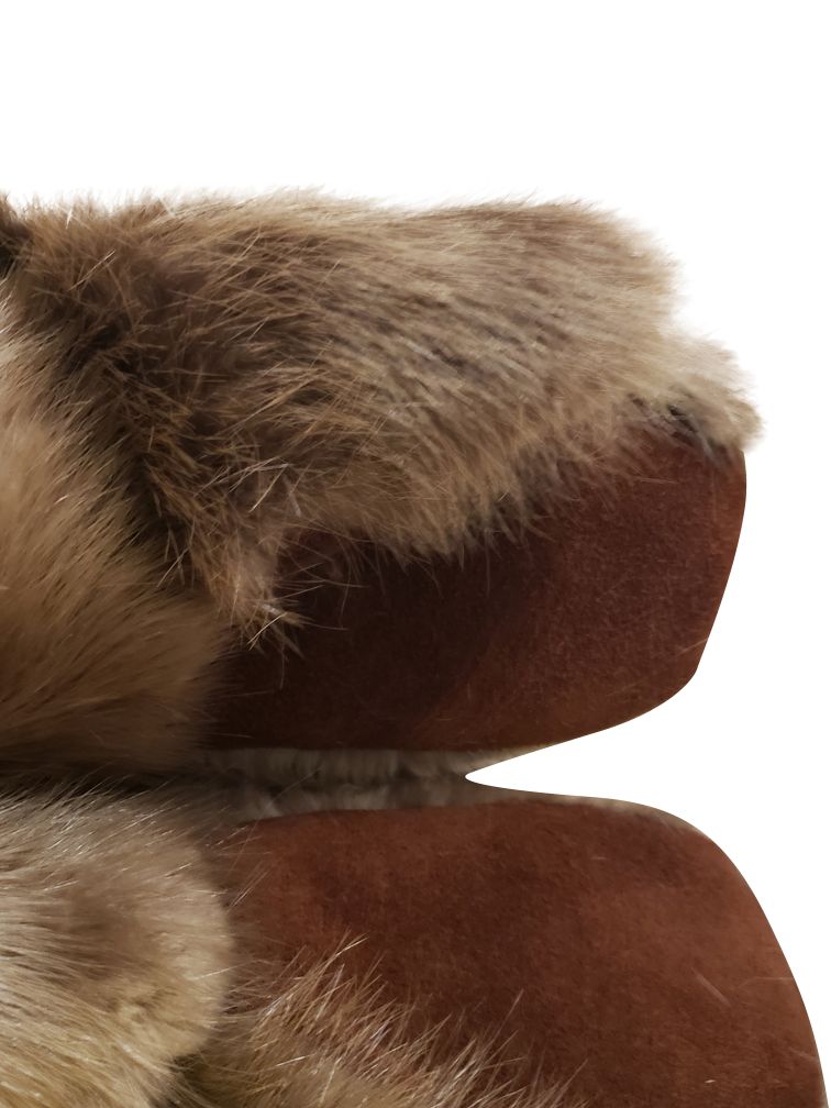 Close up of Women's Blonde Beaver Fur Mitts 