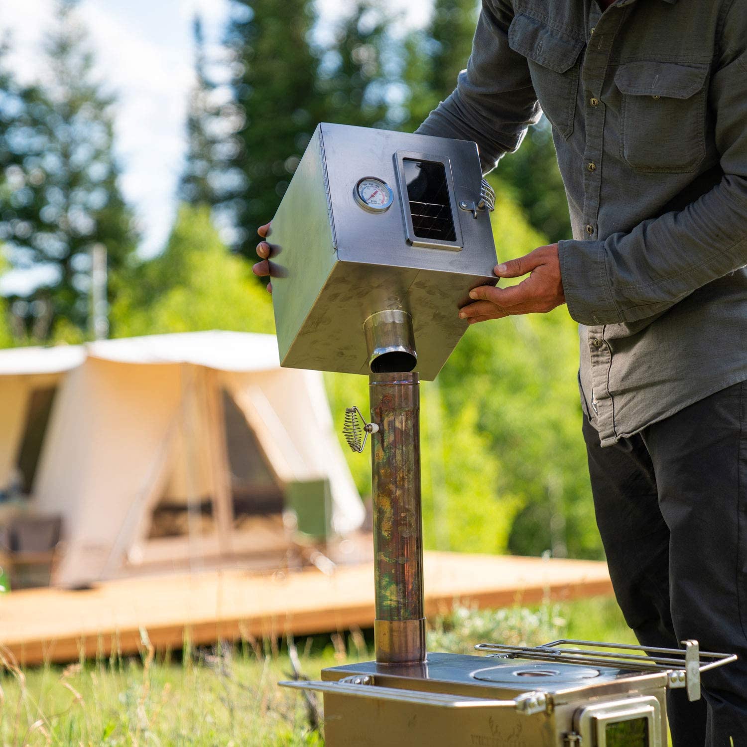 attaching Winnerwell Pipe Oven outdoors to winnerwell wood stove