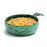 green marble camping pot with handle to heat over the fire. In the pot is the prepared Backpackers Pantry sweet and sour chicken with rice and vegetables.