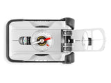 Top down view of the Brunton TruArc 20 witht he protective cover and reflective mirror showing. The luminous dial and degree indicator are show as well.