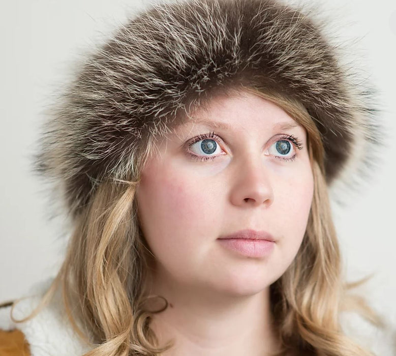 Raccoon Fur Headband Womens (Made in Canada)