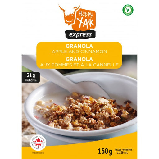 Happy Yak Express Granola - Apple and Cinnamon 'Granola - Aux Pommes Et A La Cannelle'.