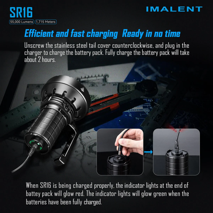 Imalent SR16 55000 Lumens Flashlight | 1715 Meters