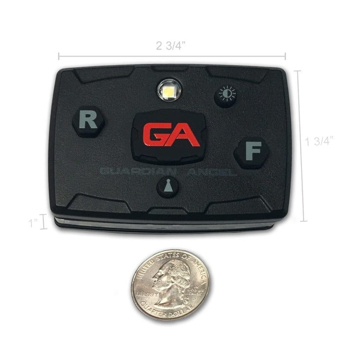 The Guardian Angel Elite series Safety Light alongside an american quarter.