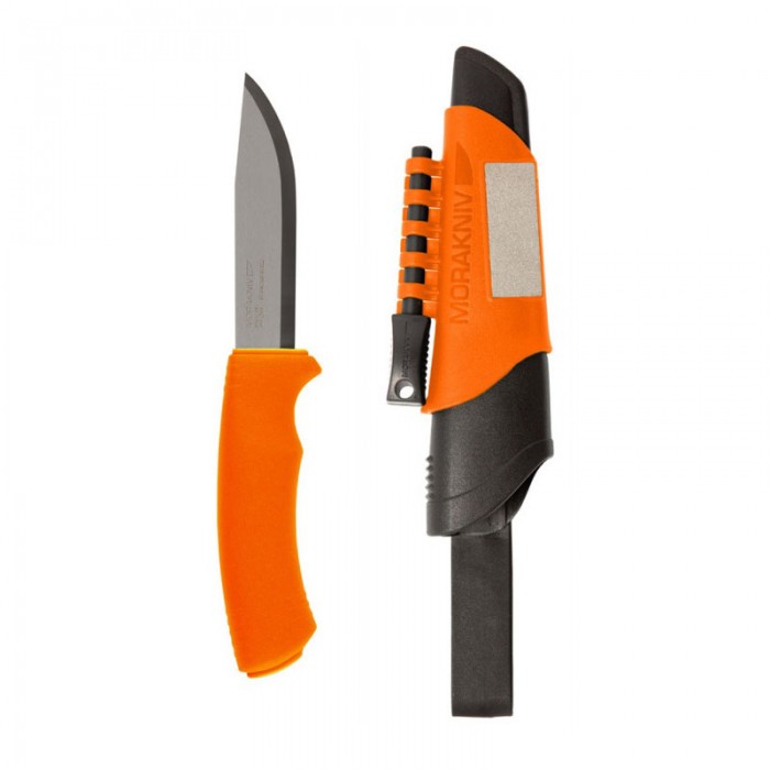 Mora Knives Bushcraft Fixed Blade Knife Orange Handle Plain Edge Fire  Starter 12051