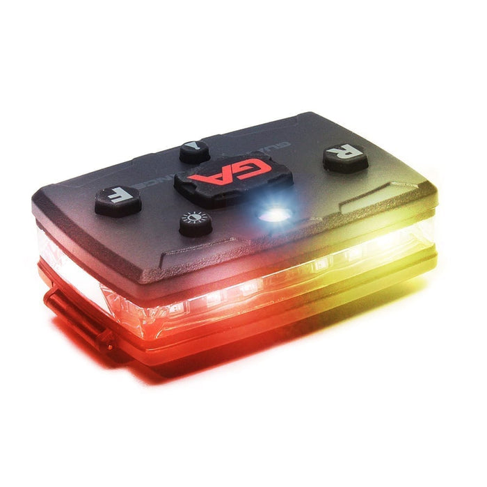 Guardian Angel Elite Series Personal Safety Light in White, Red, and Yellow lighting.