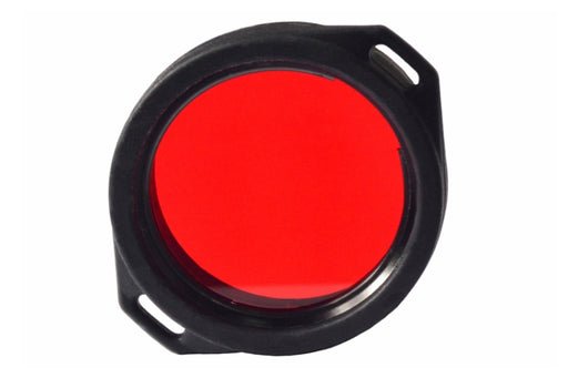 front view of the Armytek red viking flashlight filter 