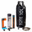 Muv Eclipse Water Filter System with a 10 L Tote bag in black. the filter replacements are orange and grey, the water bottle is a clear grey colour and the filtration hose is brown.