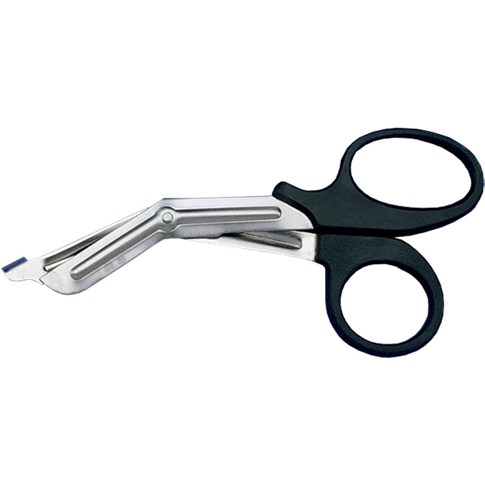 Medical scissors used by Paramedics, has a 45 degree angle for accurate cutting of guass and other medical bandages.