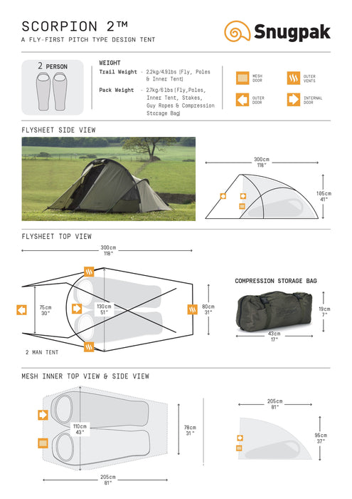 Snugpak Scorpion 2 IX Tent- Olive