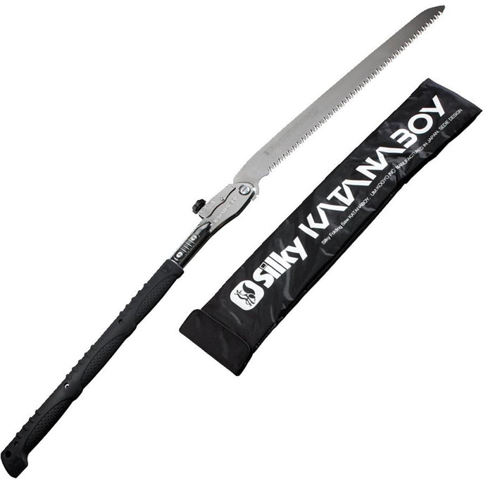 Silky Katanaboy 500mm Saw paired up with it's complimentary carrying case in black. The carrying case has the silky logo and katanaboy branding as well.