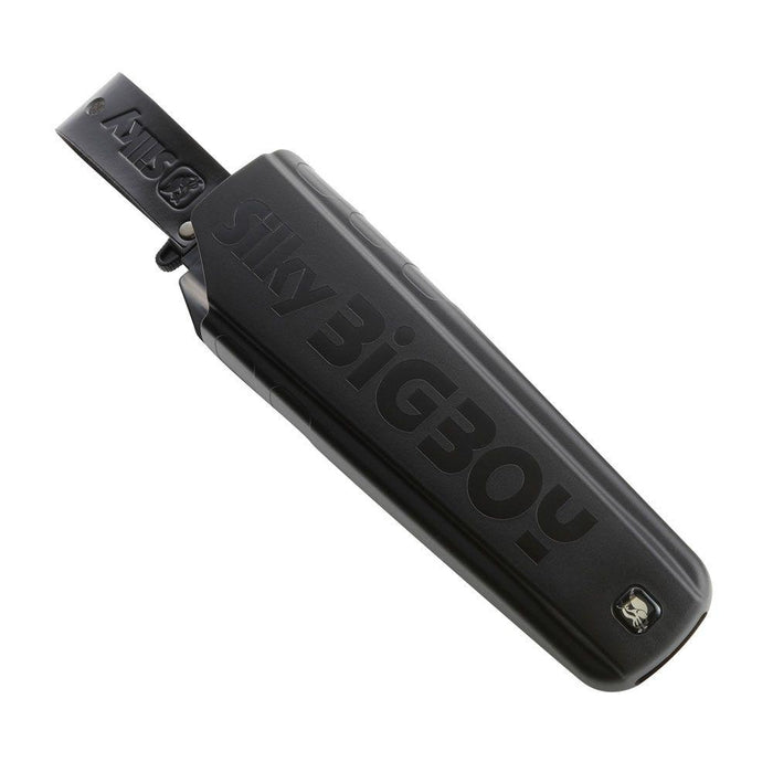 The Silky Bigboy hard durable plastic sheath in black on a white background. The 'Silky Bigboy' logo is engraved on the case and belt strap.