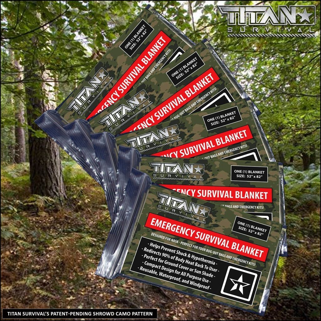 Titan Emergency Survival Blanket | CAMO or OLIVE (5 PACK)