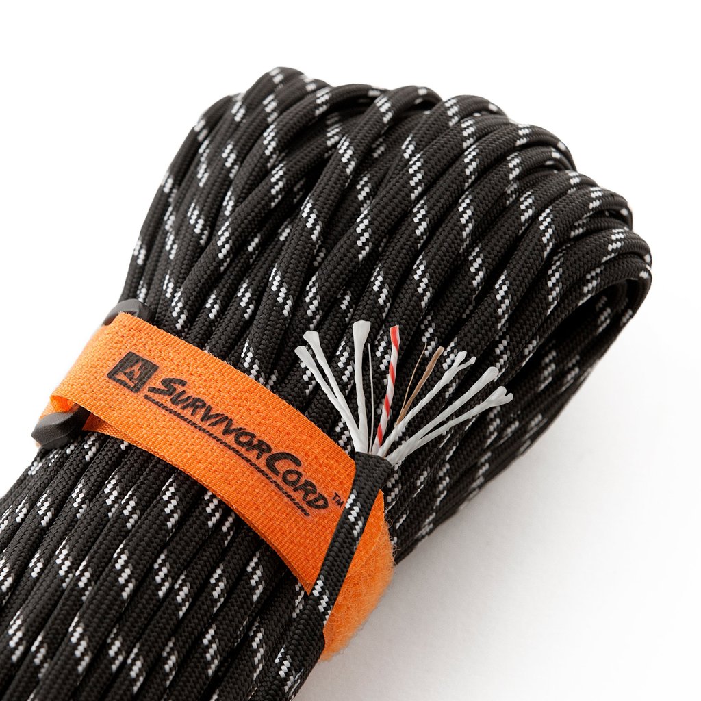 TITAN SurvivorCord (REFLECTIVE BLACK) | 100 Feet | Patented Military Type III 550
