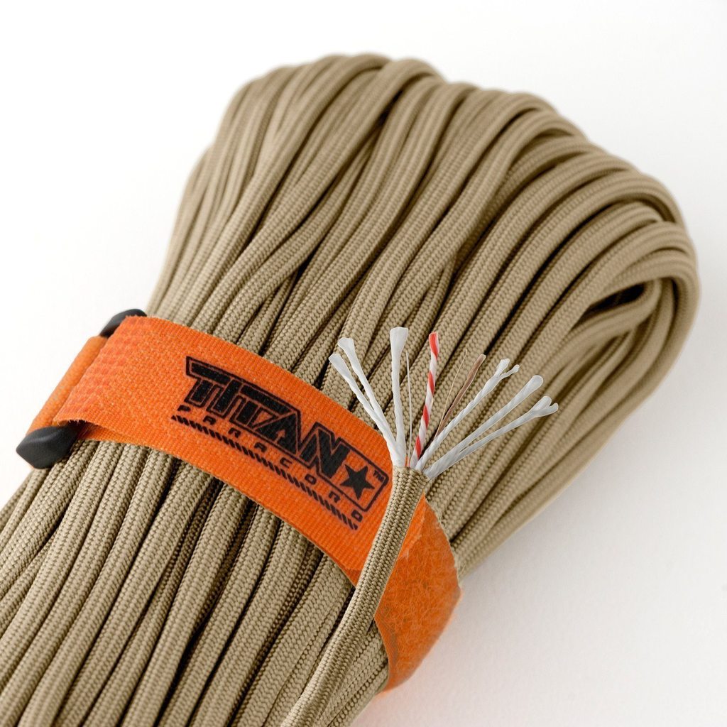 TITAN SurvivorCord (DESERT TAN) | 100 Feet | Patented Military Type III 550